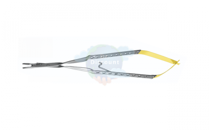 Иглодержатель с режущими кромками, Castroviejo Standard TC, изогнутый, 15,7 см